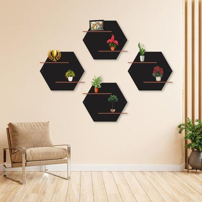 Hexagon Wall Shelves - Set of 4