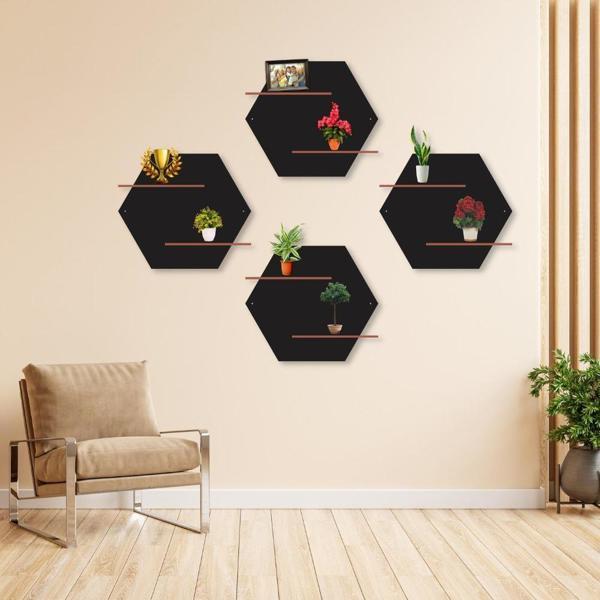 Hexagon Wall Shelves - Set of 4